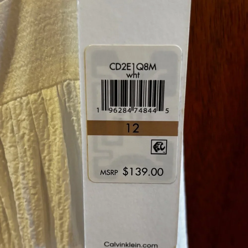 Calvin Klein new, white ruffled midi-length sundress, Size 12 - Picture 4 of 6